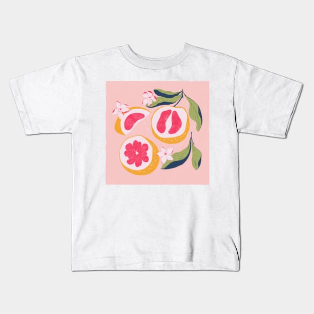 Citrus on pink Kids T-Shirt by Lidiebug